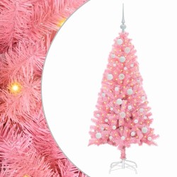 Sapin de Noël avec 150 LED avec support Rose 120 cm PVC 541946541946