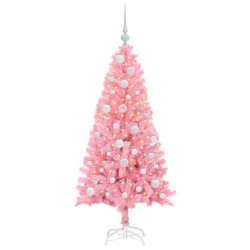 Sapin de Noël avec 150 LED avec support Rose 120 cm PVC 541946541946