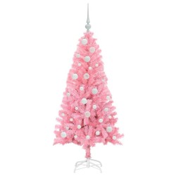 Sapin de Noël avec 150 LED avec support Rose 120 cm PVC 541946541946