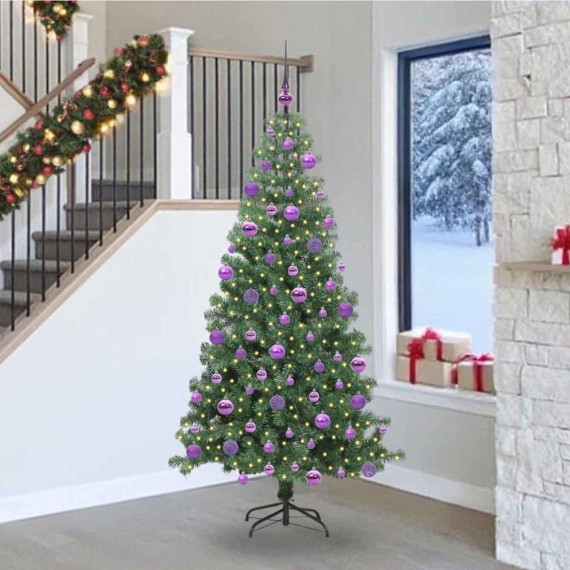 Sapin de Noël avec 300 LED avec support Vert 240 cm PVC 541947541947