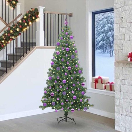 Sapin de Noël avec 300 LED avec support Vert 240 cm PVC 541947541947