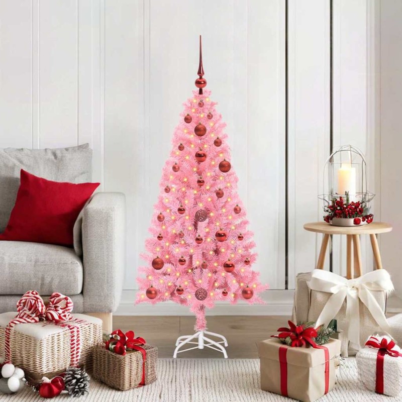 Sapin de Noël avec 150 LED avec support Rose 120 cm PVC 541950541950