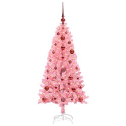 Sapin de Noël avec 150 LED avec support Rose 120 cm PVC 541950541950