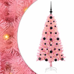 Sapin de Noël avec 150 LED avec support Rose 120 cm PVC 541951541951