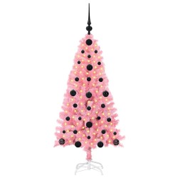 Sapin de Noël avec 150 LED avec support Rose 120 cm PVC 541951541951