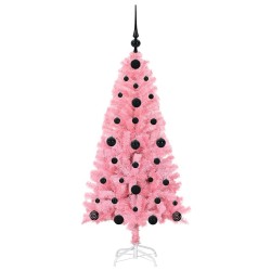 Sapin de Noël avec 150 LED avec support Rose 120 cm PVC 541951541951