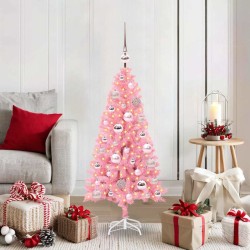 Sapin de Noël avec 150 LED avec support Rose 120 cm PVC 541952541952
