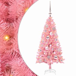 Sapin de Noël avec 150 LED avec support Rose 120 cm PVC 541952541952