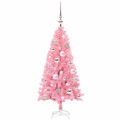Sapin de Noël avec 150 LED avec support Rose 120 cm PVC 541952541952