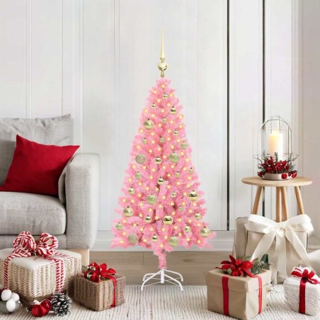 Sapin de Noël avec 150 LED avec support Rose 120 cm PVC 541953541953