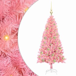 Sapin de Noël avec 150 LED avec support Rose 120 cm PVC 541953541953