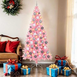 Sapin de Noël avec 300 LED avec support Rose 180 cm PVC 541954541954