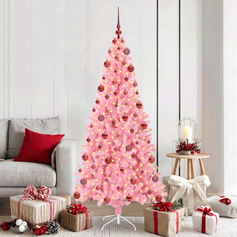 Sapin de Noël avec 300 LED avec support Rose 180 cm PVC 541955541955