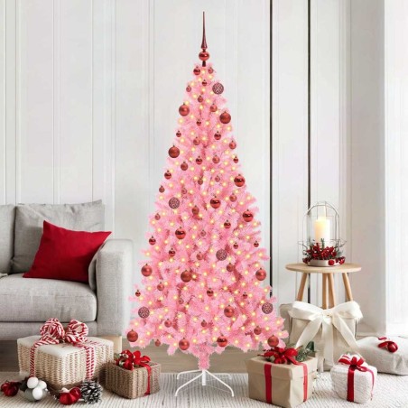Sapin de Noël avec 300 LED avec support Rose 180 cm PVC 541955541955
