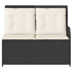 Banc de jardin avec coussin Noir et blanc crème polyrotin 541968541968