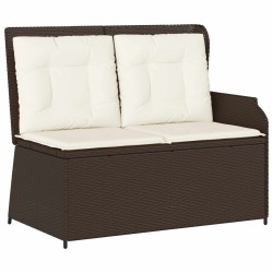 Banc de jardin avec coussin Noir et blanc crème polyrotin 541969541969