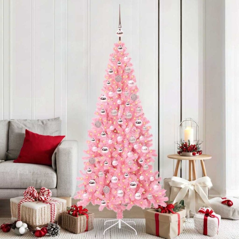 Sapin de Noël avec 300 LED avec support Rose 180 cm PVC 541971541971