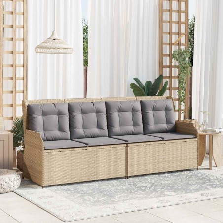Banc de jardin avec coussin Beige et gris polyrotin 541977541977