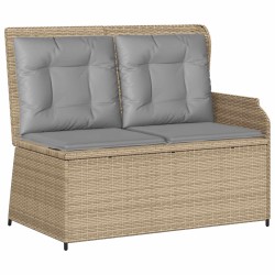 Banc de jardin avec coussin Beige et gris polyrotin 541977541977