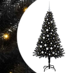 Sapin de Noël avec 150 LED avec support Noir 150 cm PVC 541985541985