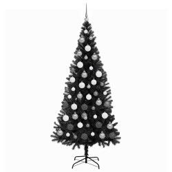 Sapin de Noël avec 300 LED avec support Noir 180 cm PVC 541987541987