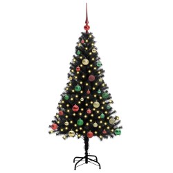 Sapin de Noël avec 150 LED avec support Noir 150 cm PVC 541988541988
