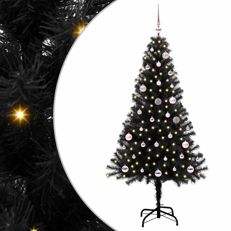 Sapin de Noël avec 150 LED avec support Noir 150 cm PVC 541990541990