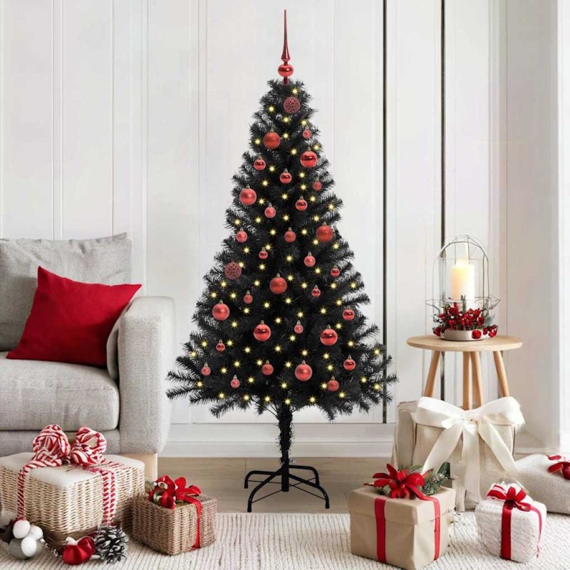 Sapin de Noël avec 150 LED avec support Noir 150 cm PVC 541991541991