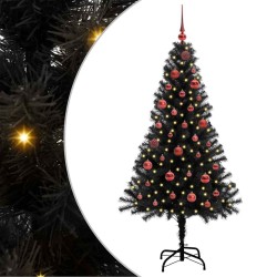 Sapin de Noël avec 150 LED avec support Noir 150 cm PVC 541991541991