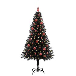 Sapin de Noël avec 150 LED avec support Noir 150 cm PVC 541991541991