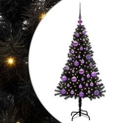 Sapin de Noël avec 150 LED avec support Noir 120 cm PVC 541995541995