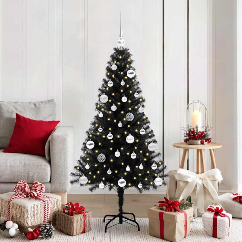 Sapin de Noël avec 150 LED avec support Noir 150 cm PVC 542005542005