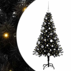 Sapin de Noël avec 150 LED avec support Noir 150 cm PVC 542005542005