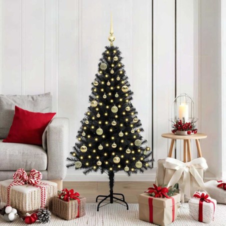 Sapin de Noël avec 150 LED avec support Noir 150 cm PVC 542010542010