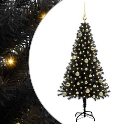 Sapin de Noël avec 150 LED avec support Noir 150 cm PVC 542010542010