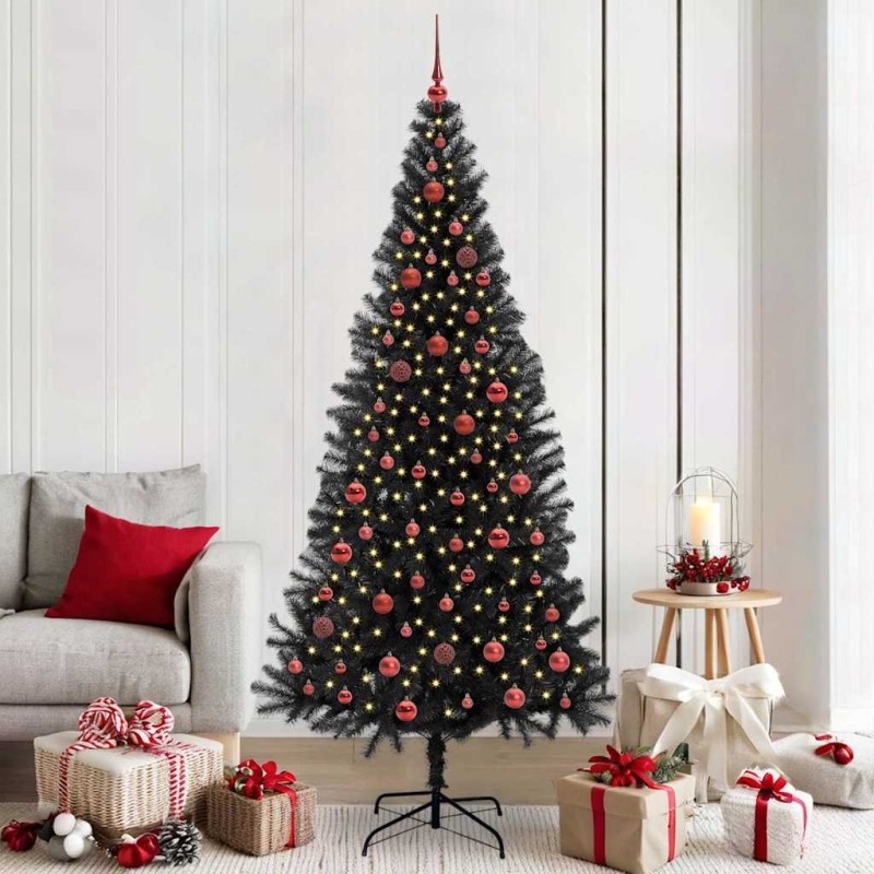 Sapin de Noël avec 300 LED avec support Noir 210 cm PVC 542015542015