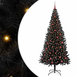 Sapin de Noël avec 300 LED avec support Noir 210 cm PVC 542015542015
