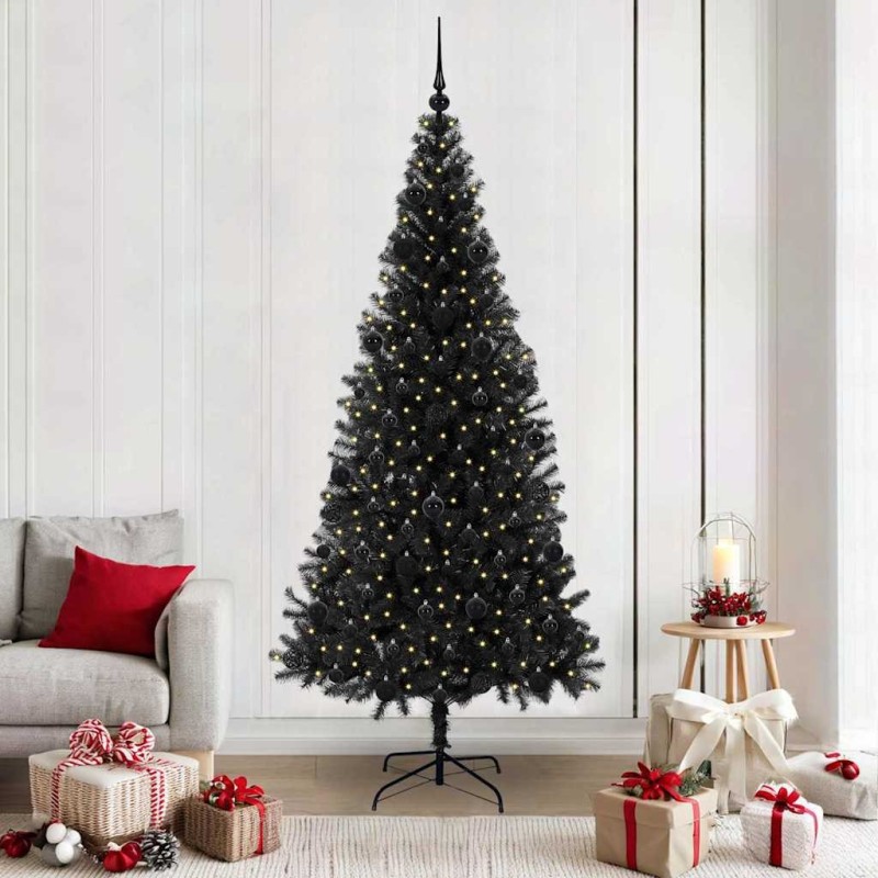 Sapin de Noël avec 300 LED avec support Noir 210 cm PVC 542016542016