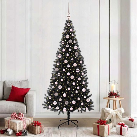 Sapin de Noël avec 300 LED avec support Noir 210 cm PVC 542017542017