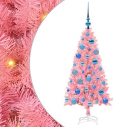 Sapin de Noël avec 150 LED avec support Rose 120 cm PVC 542022542022