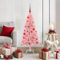 Sapin de Noël avec 150 LED avec support Rose 120 cm PVC 542023542023