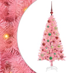 Sapin de Noël avec 150 LED avec support Rose 120 cm PVC 542023542023