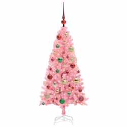 Sapin de Noël avec 150 LED avec support Rose 120 cm PVC 542023542023