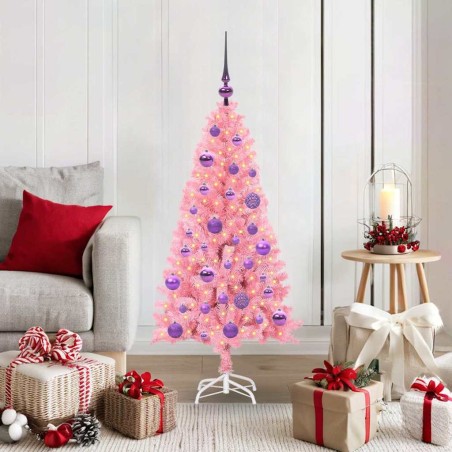 Sapin de Noël avec 150 LED avec support Rose 120 cm PVC 542025542025