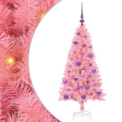 Sapin de Noël avec 150 LED avec support Rose 120 cm PVC 542025542025
