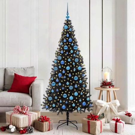 Sapin de Noël avec 300 LED avec support Noir 180 cm PVC 542026542026