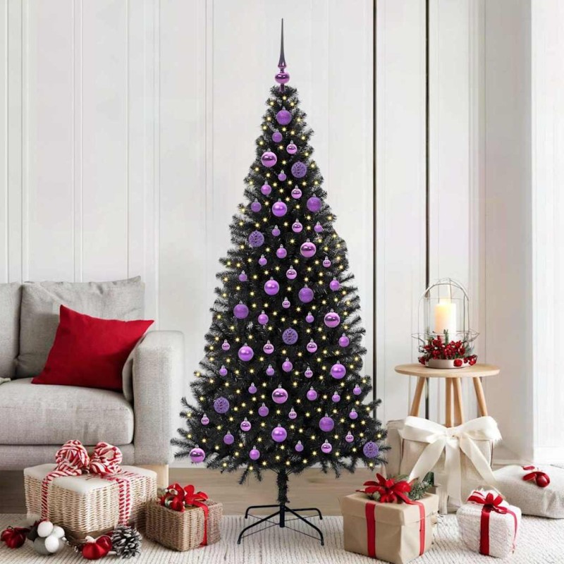Sapin de Noël avec 300 LED avec support Noir 180 cm PVC 542027542027