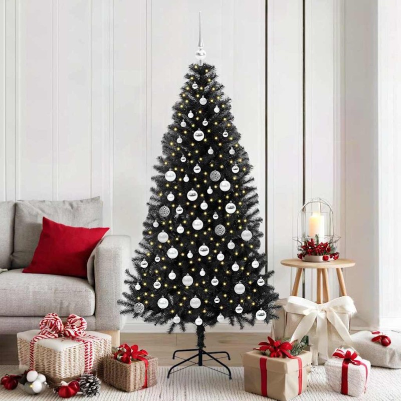Sapin de Noël avec 300 LED avec support Noir 180 cm PVC 542028542028