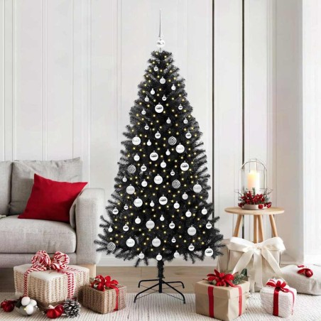 Sapin de Noël avec 300 LED avec support Noir 180 cm PVC 542028542028