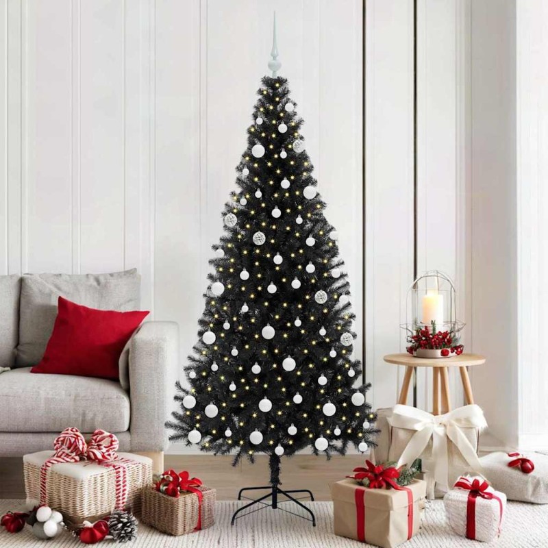Sapin de Noël avec 300 LED avec support Noir 180 cm PVC 542030542030